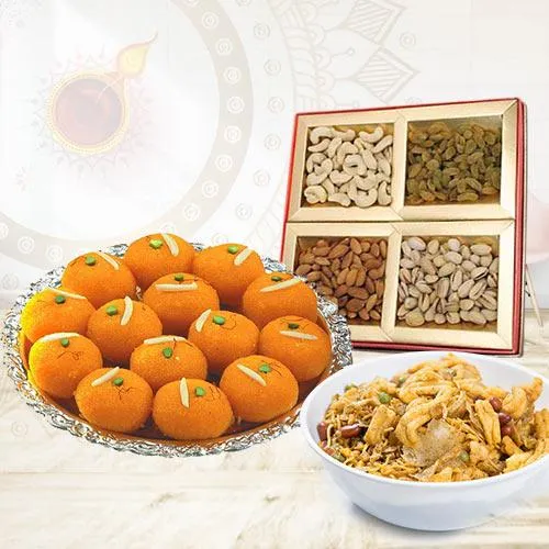 Assorted Dry Fruits Laddo n Namkeen Gift Combo
