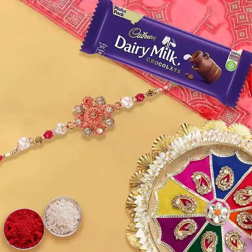 Rakhi Thali N 1 Dairy Milk with One Rakhi