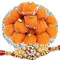 One or More Om Rakhi with 250 Gms. Boondi Ladoo