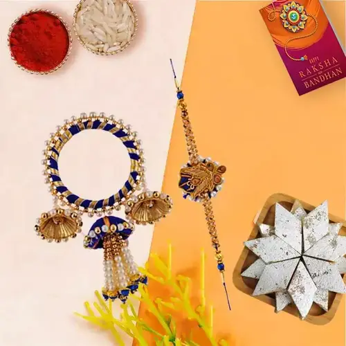 Fancy Bhai Bhabhi Rakhi bonds with Kaju Katli