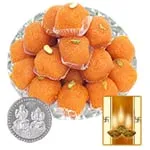 Boondi Laddoo with Silver Plated Coin
