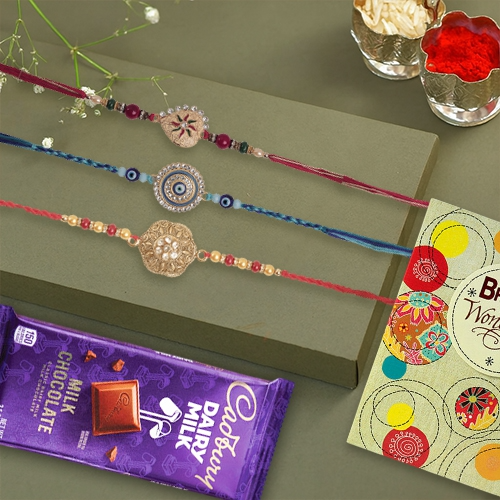 Triple Rakhi with Cadbury Combo