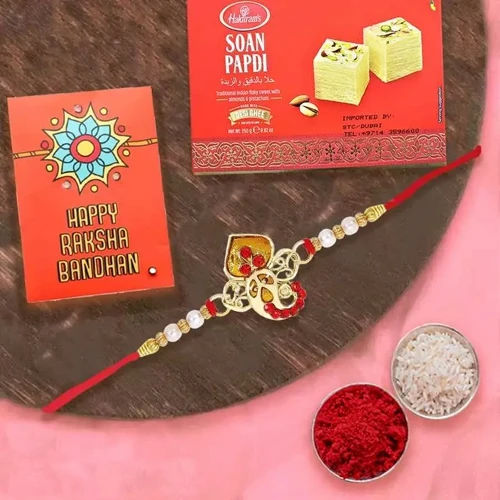 Ganesh Rakhi N Haldiram Soan Papdi Gift Combo
