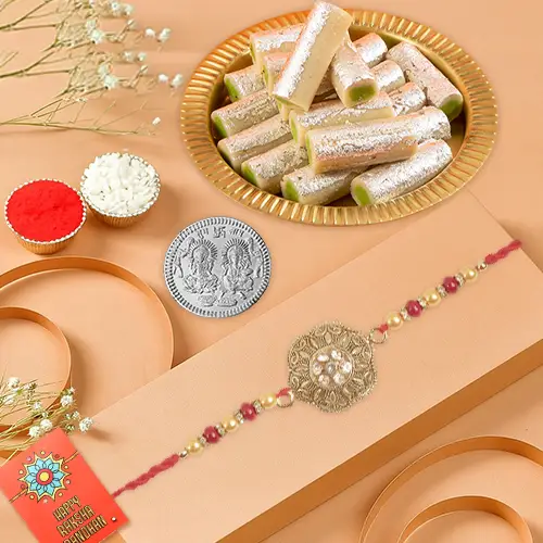 Rakhi Delight with Kaju Treats & Silver Blessings