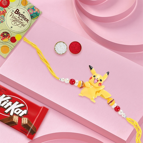 Cute Pikachu Rakhi & Chocolate Combo