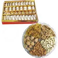 250 grams Assorted Kaju Rolls with a 125 grams Assorted Dryfruits