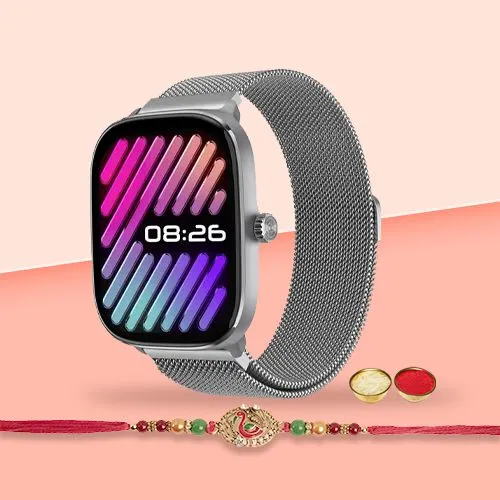 Elegant Kundan Rakhi  N  Noise New Macro Smartwatch Duo
