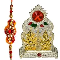 Silver ganesh lakshmi mandapam with Rakhi