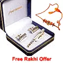 Premium Cufflinks Tiepin set from Park Avenue with Free Rakhi, Roli Tilak and  Chawal