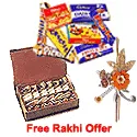 Cadburys Celebration Pack with Assorted Mithai from <font color=#FF0000>Haldiram</font> 250 Gms and  Free Rakhi, Roli Tilak and  Chawal 