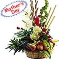 Shop Fresh Fruits and Mixed Flowers in a Basket for Mom 