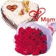 Sending Exclusive Dutch Roses and Heart Cake for Mom 