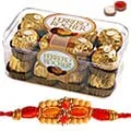 2 Pcs. Rakhi with  16 pcs Ferrero Rocher Chocolate Box 