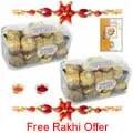 2 Ferrero Rocher 16 pcs. Box with 2 Free Rakhi.