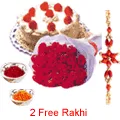 12 Red Roses witth Cake 1 Lb And 1 Free Rakhi , Roli Tilak And Chawal.