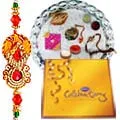Silver Plated Thali with Celebration Pack and Rakhi