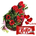 Exclusive <font color =#FF0000> Dutch Red </font>   Roses  With Free Cadbury Chocolate

