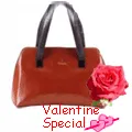 Exclusive Ladies Bag with One Velvet Red Rose