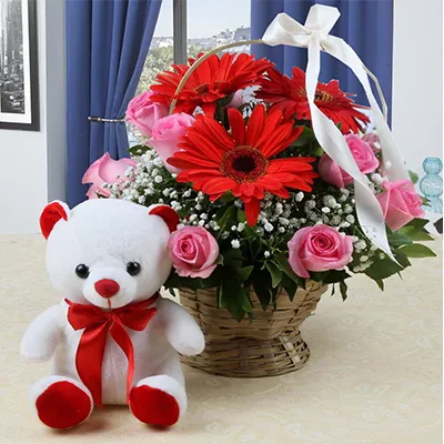 Flowers and Teddy